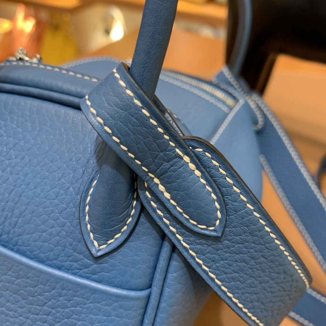 Hermès（爱马仕）minilindy 迷你琳迪包 TC 牛仔蓝 银扣
