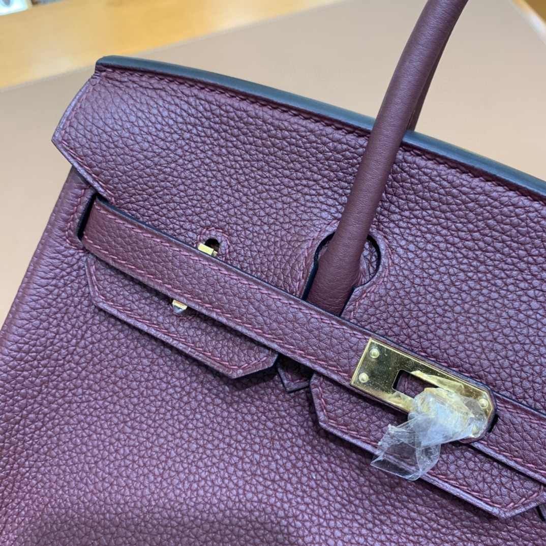 Hermès（爱马仕）Birkin 铂金包 Togo 波尔多酒红 金扣 25cm