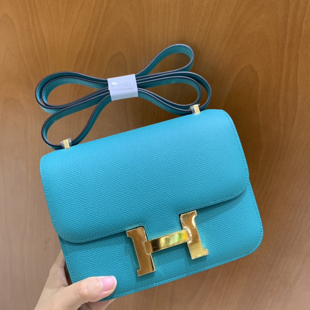 Hermès（爱马仕）Constance 空姐包 Epsom 维罗纳绿 19cm 金扣