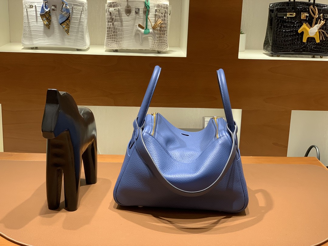 Hermès（爱马仕）Lindy 琳迪包 TC 玛瑙蓝 金扣 26cm