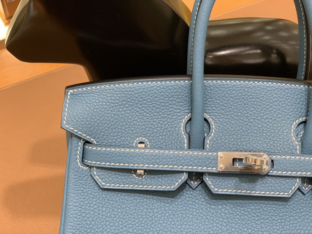 Hermès（爱马仕） Birkin 铂金包 Togo CK75 牛仔蓝 银扣 25cm