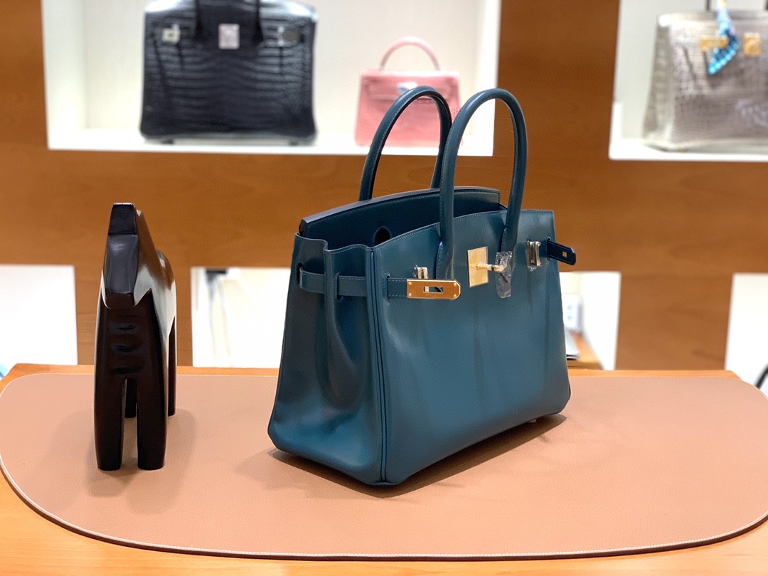 Hermès（爱马仕）Birkin 铂金包 Box皮 英国绿 金扣 30cm