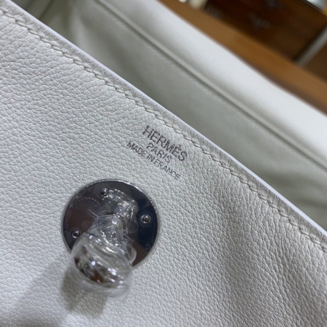 Hermès（爱马仕）Lindy 琳迪包 Evercolor 纯白 银扣 26cm