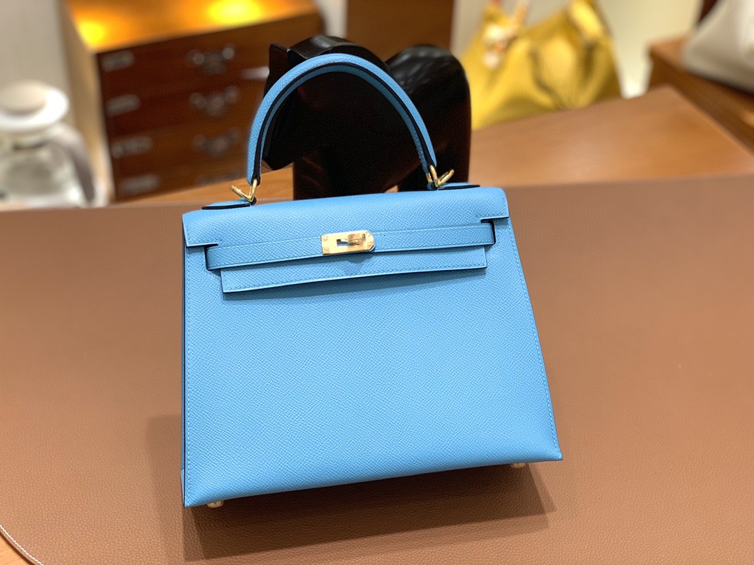 Hermès（爱马仕）Kelly 凯莉包 Epsom 北方蓝 金扣 25cm 现货