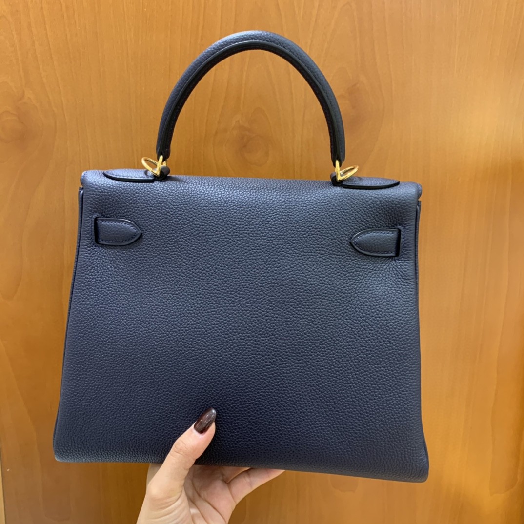 Hermès（爱马仕）Kelly 凯莉包 Togo 午夜蓝 金扣 28cm