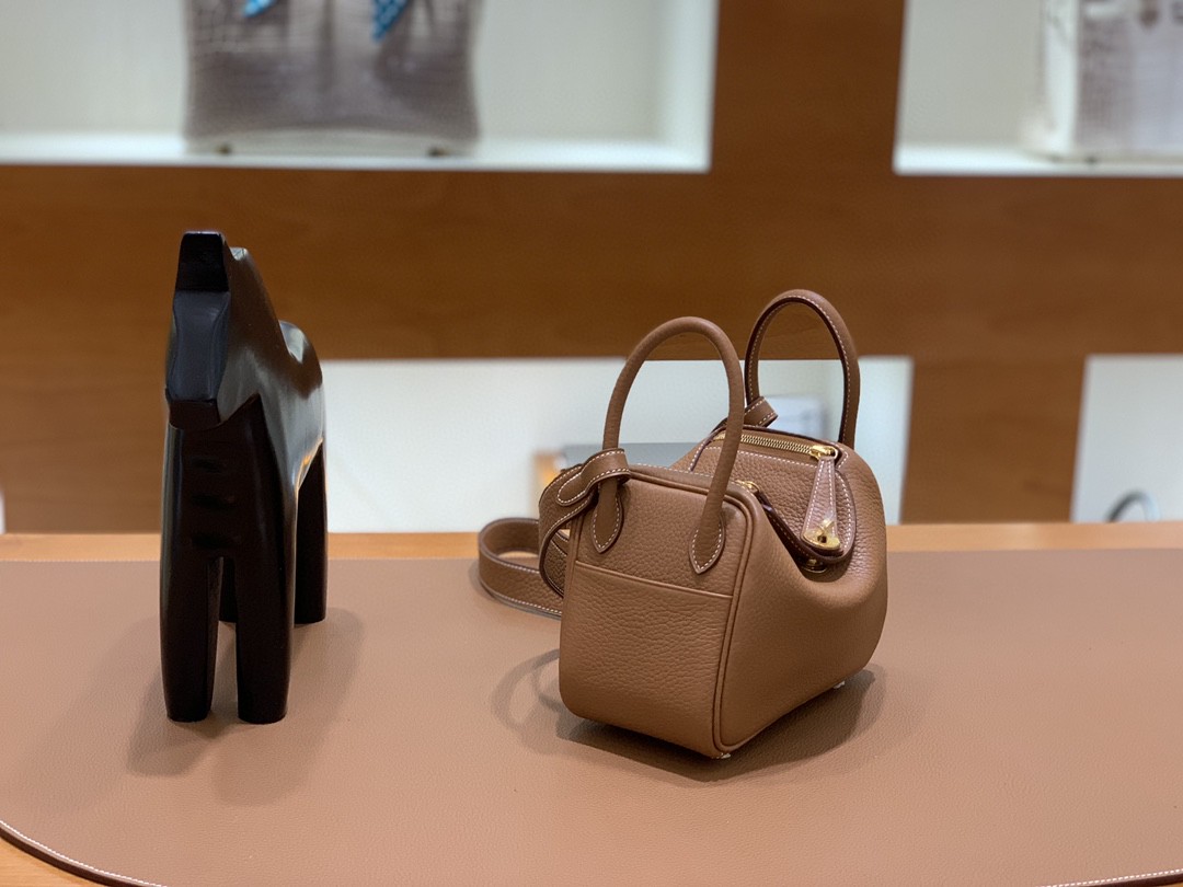 Hermès（爱马仕） minilindy 迷你琳迪 TC 金棕色 金扣