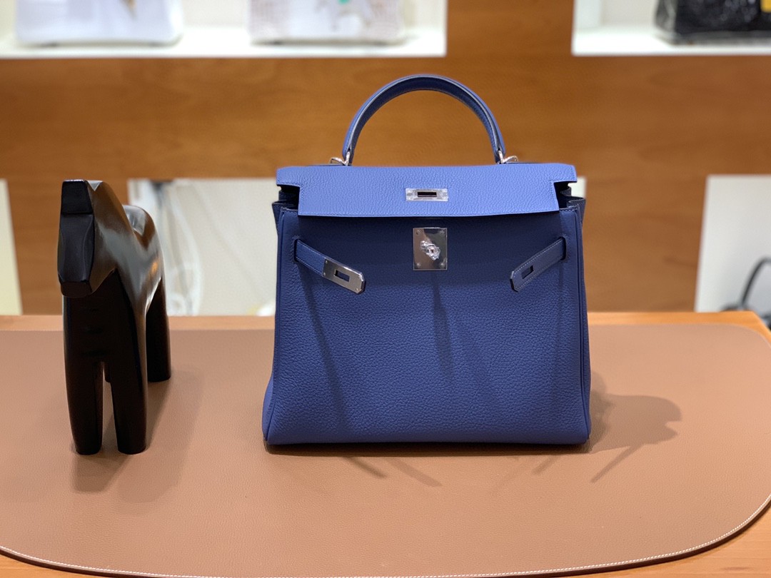 Hermès（爱马仕）kelly 凯莉包 Togo 玛瑙蓝 28cm 银扣