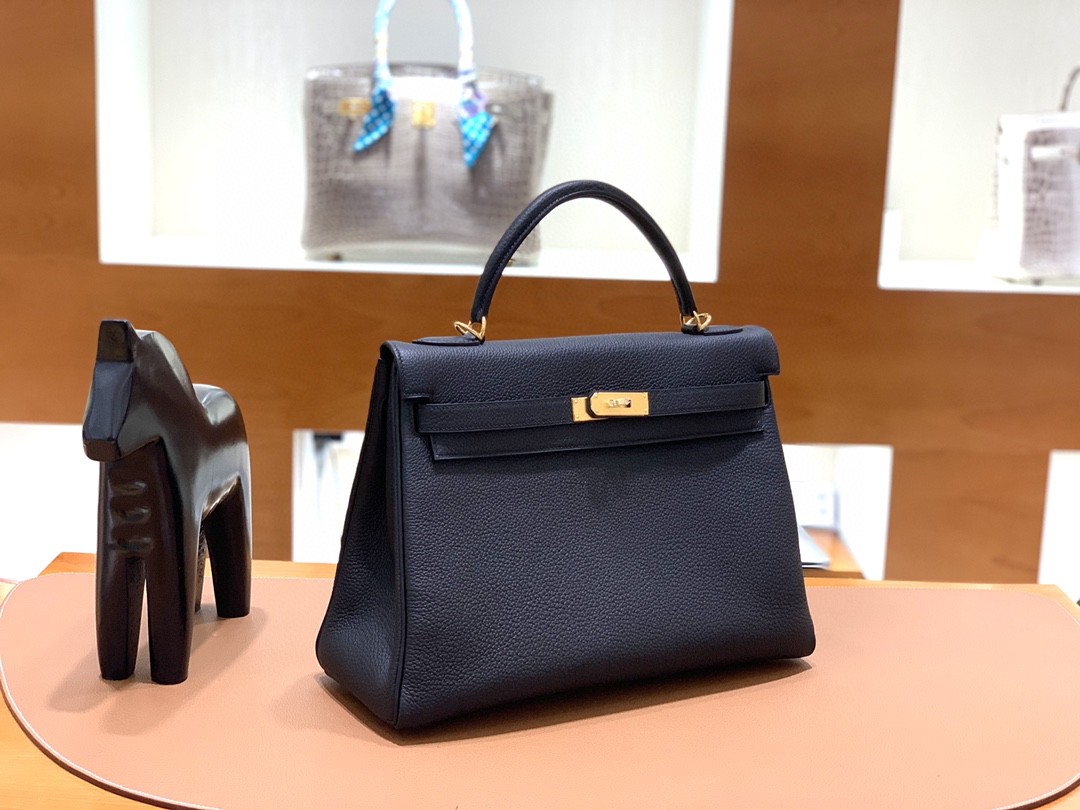Hermès（爱马仕）Kelly 凯莉包 Togo 黑色 金扣 35cm