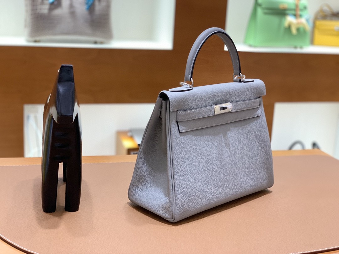 Hermès（爱马仕）Kelly 凯莉包 Togo 海鸥灰 银扣 28cm 现货