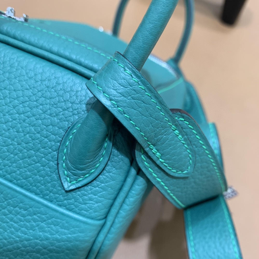 Hermès（爱马仕）mini lindy 迷你琳迪 TC 丝绒绿 金扣 19cm