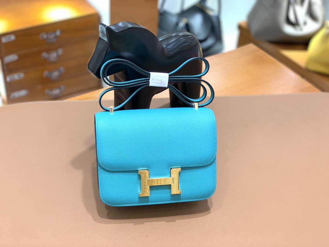 Hermès（爱马仕）Constance 空姐包 Epsom 维罗纳绿 19cm 金扣