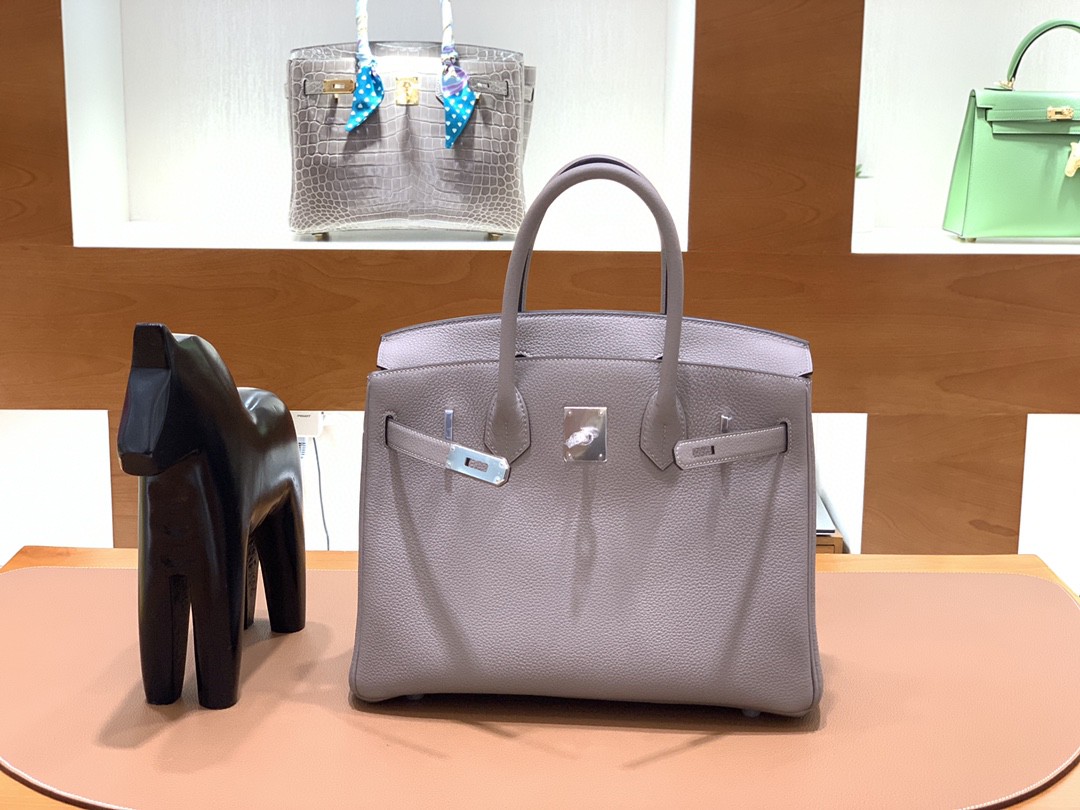 Hermès（爱马仕） Birkin 铂金包 Togo M8 沥青灰 银扣 30cm