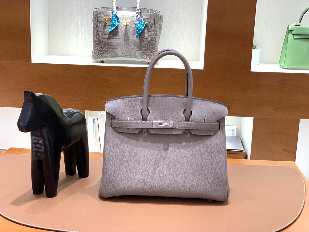Hermès（爱马仕） Birkin 铂金包 Togo M8 沥青灰 银扣 30cm