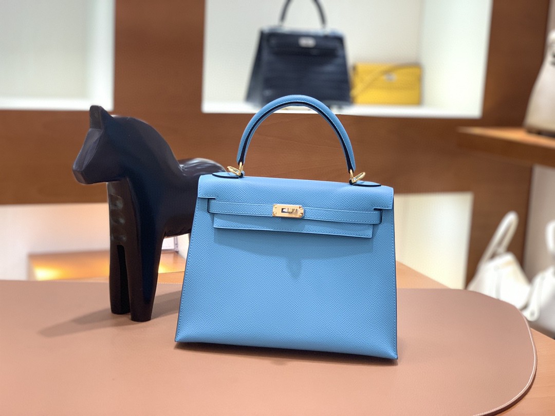 Hermès（爱马仕）Kelly 凯莉包 Epsom 北方蓝 金扣 25cm 现货