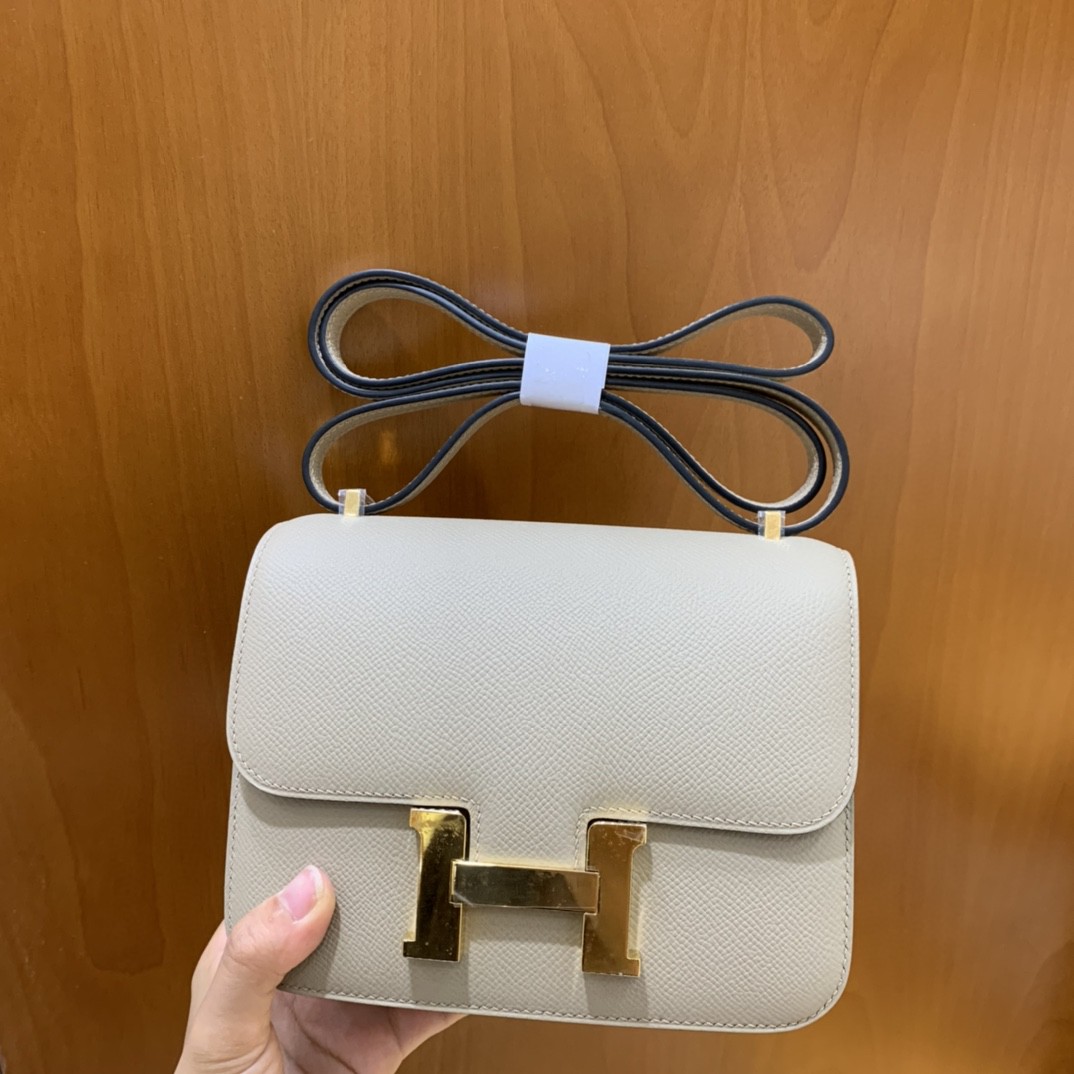 Hermès（爱马仕）Constance 空姐包 Epsom 斑鸠灰 19cm 金扣