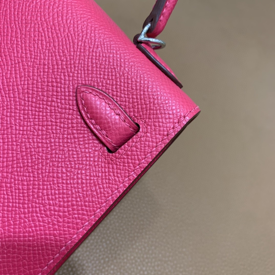 Hermès（爱马仕）mini Kelly 迷你凯莉 Epsom 银扣 i6极致粉 19cm 现货