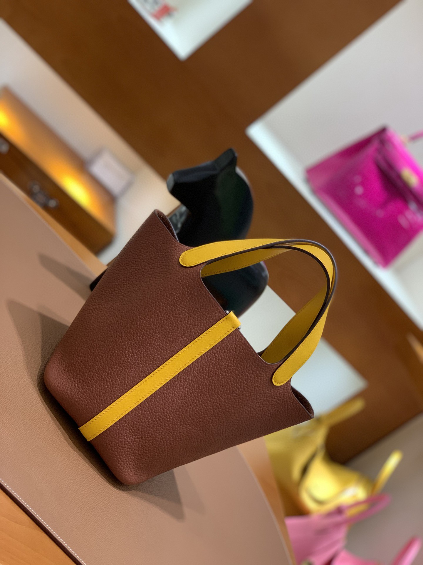 Hermès（爱马仕）Picotin 菜篮子 TCSF 古铜色太阳黄 18cm 银扣