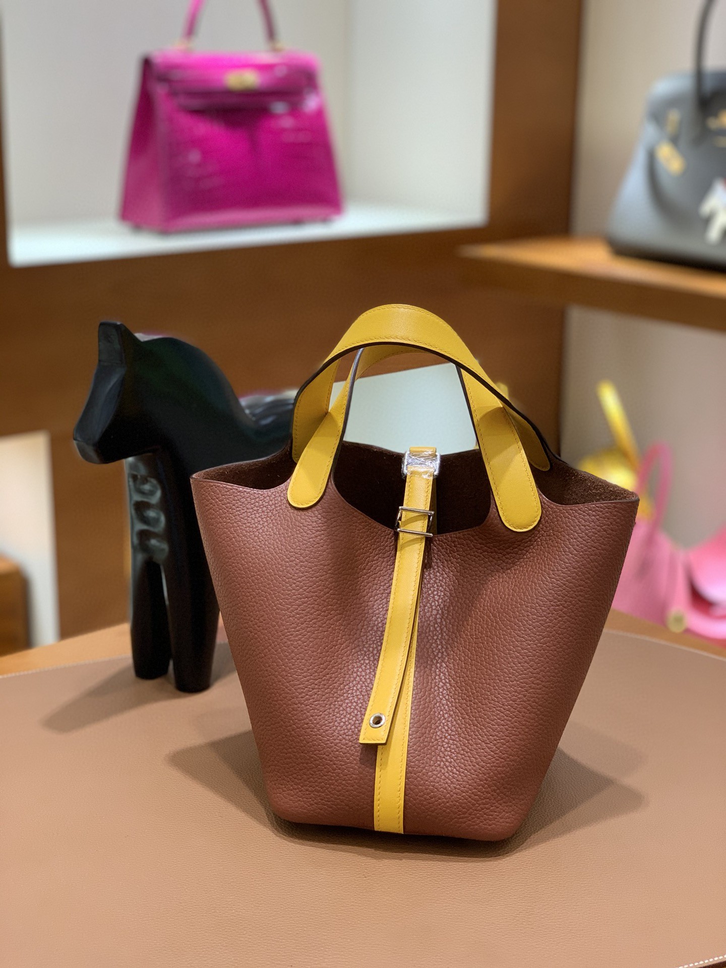 Hermès（爱马仕）Picotin 菜篮子 TCSF 古铜色太阳黄 18cm 银扣