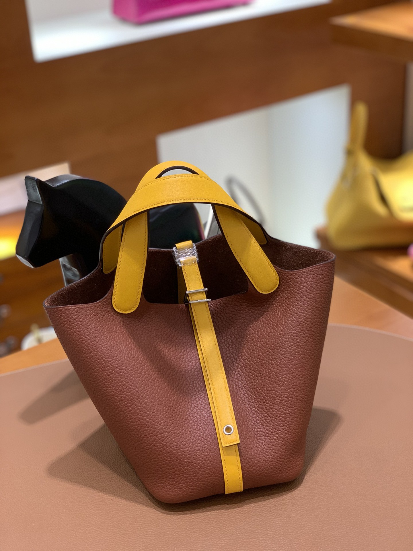 Hermès（爱马仕）Picotin 菜篮子 TCSF 古铜色太阳黄 18cm 银扣