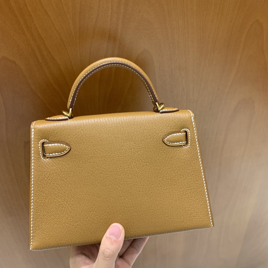 Hermès（爱马仕）minikelly 迷你凯莉 山羊皮 金棕色 19cm 金扣