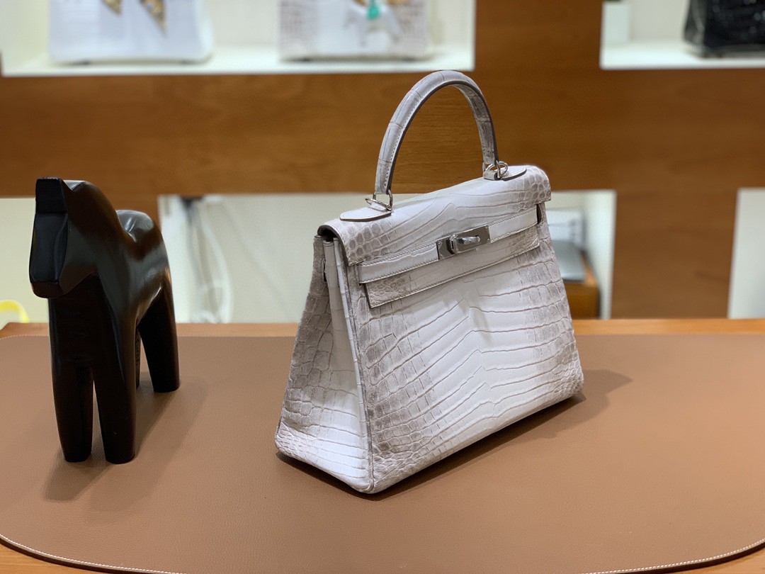 Hermès（爱马仕）Kelly 凯莉包 尼罗鳄 喜马拉雅 28 银扣