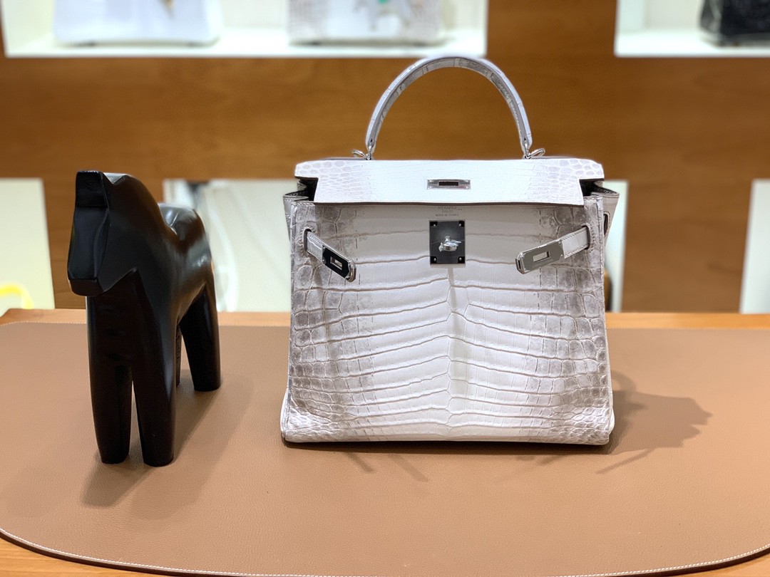Hermès（爱马仕）Kelly 凯莉包 尼罗鳄 喜马拉雅 28 银扣
