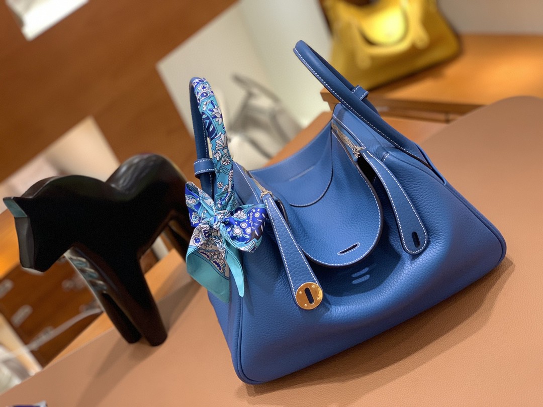 Hermès（爱马仕）Lindy 琳迪包 TC 牛仔蓝 银扣 30cm