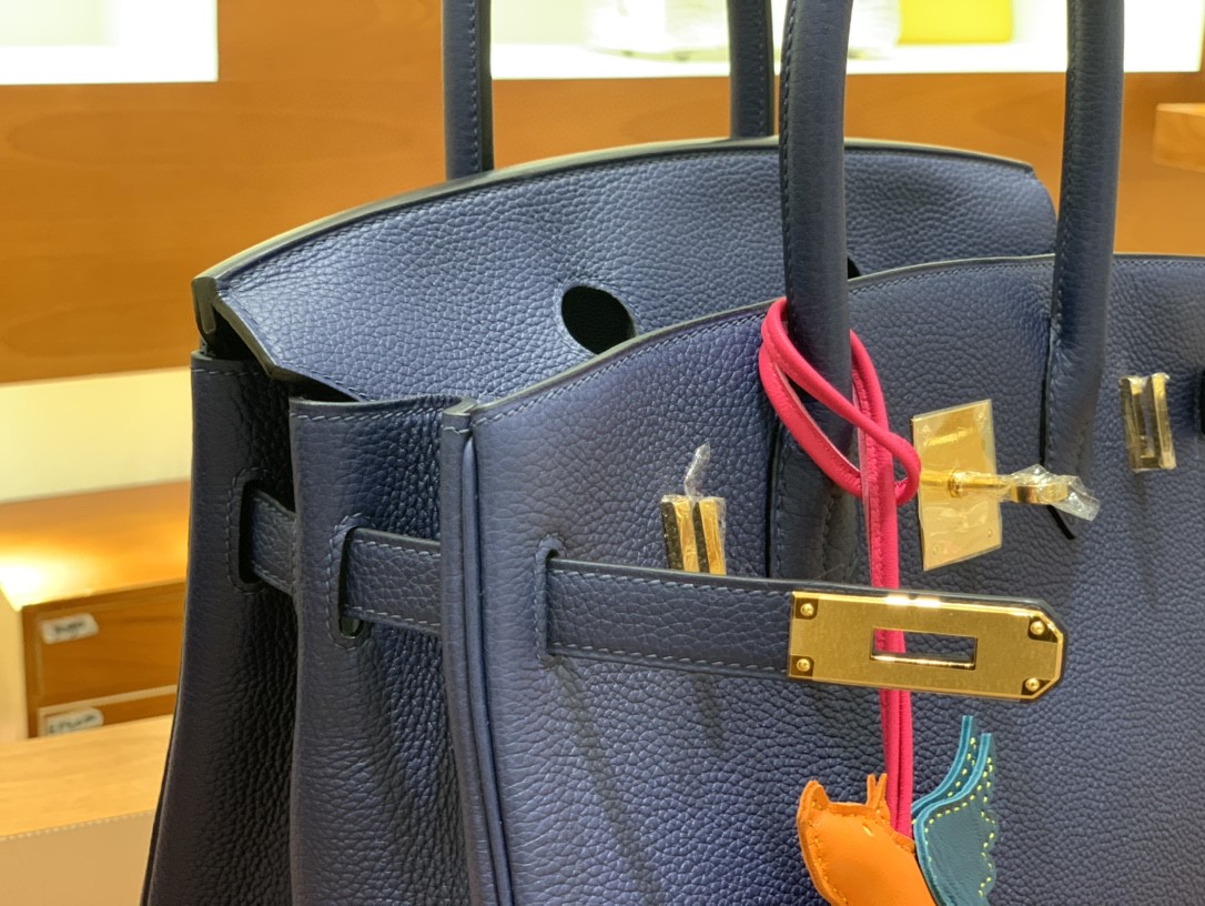 Hermès（爱马仕）Birkin 铂金包 Togo CK75 宝石蓝 金扣 30cm