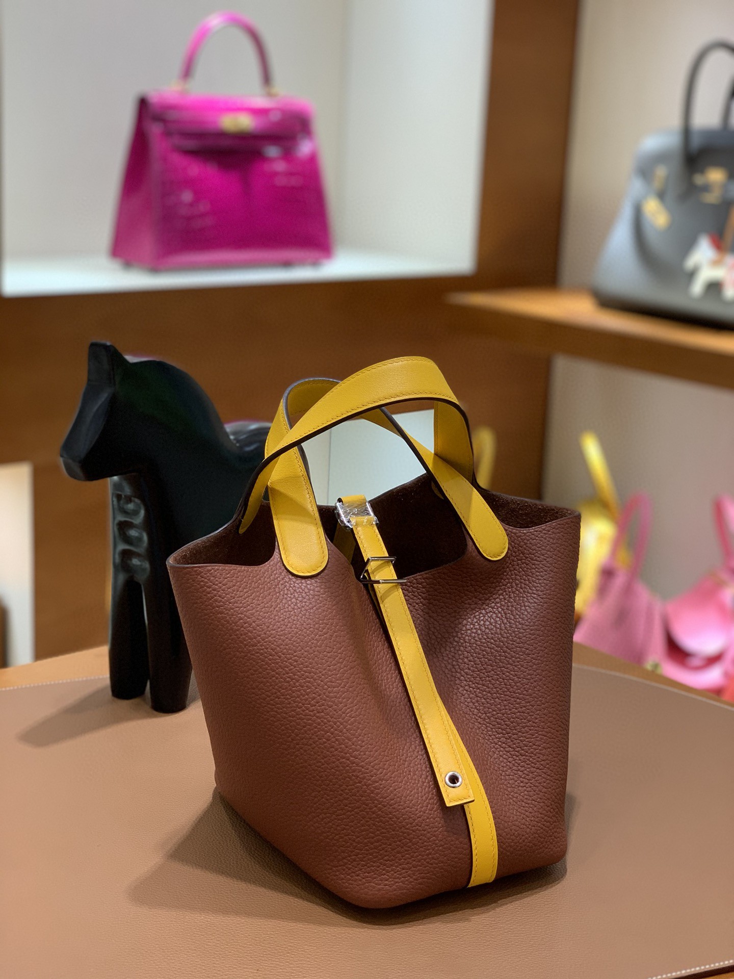 Hermès（爱马仕）Picotin 菜篮子 TCSF 古铜色太阳黄 18cm 银扣