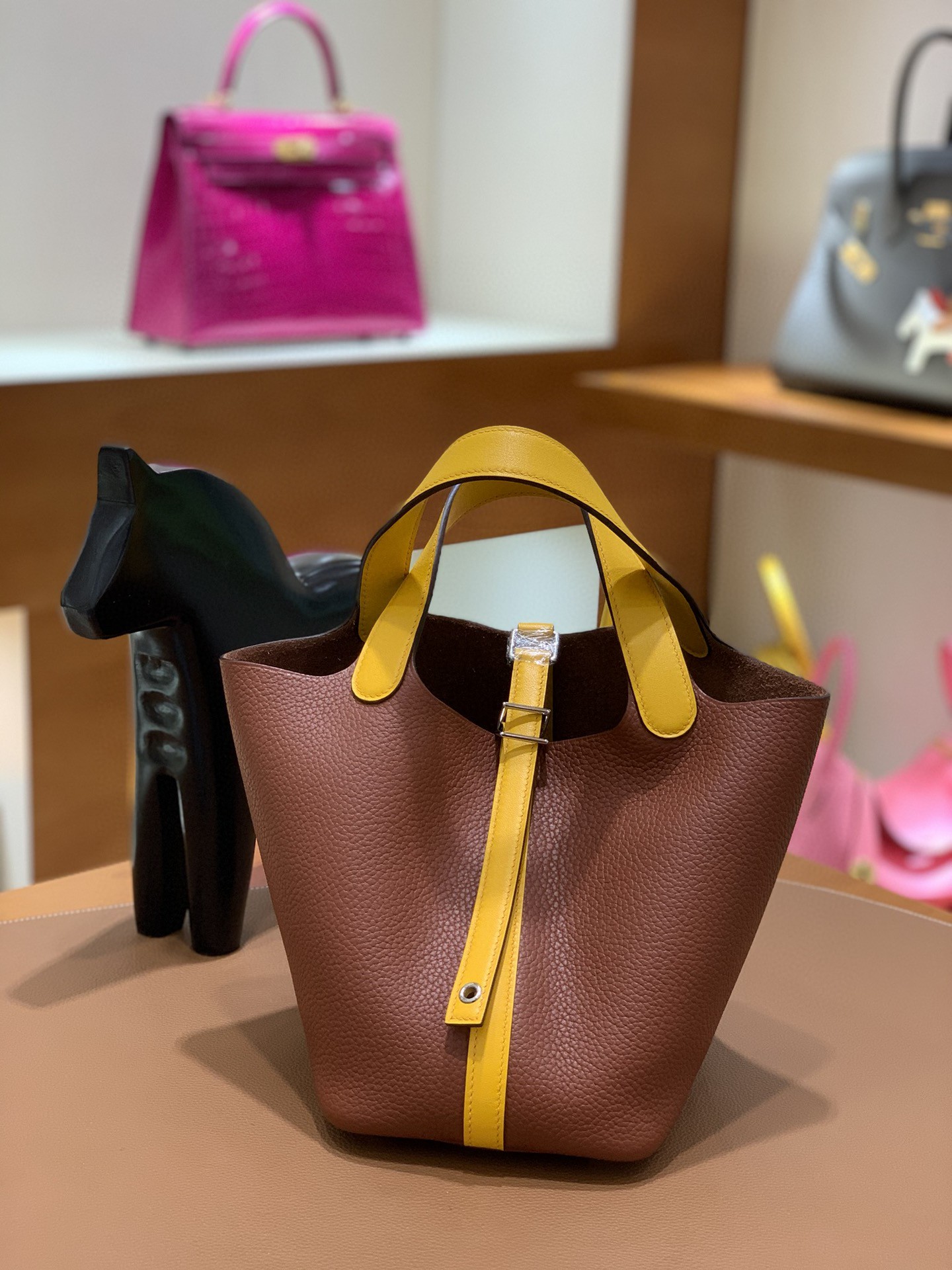 Hermès（爱马仕）Picotin 菜篮子 TCSF 古铜色太阳黄 18cm 银扣
