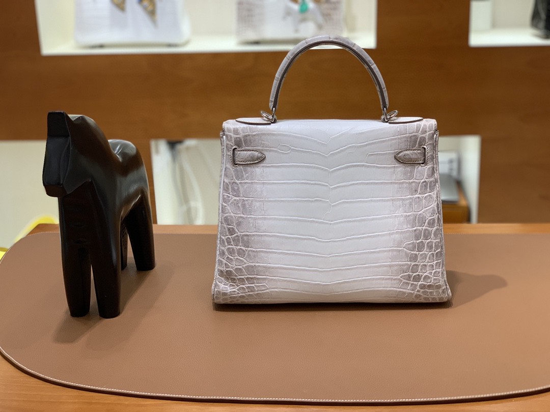 Hermès（爱马仕）Kelly 凯莉包 尼罗鳄 喜马拉雅 28 银扣