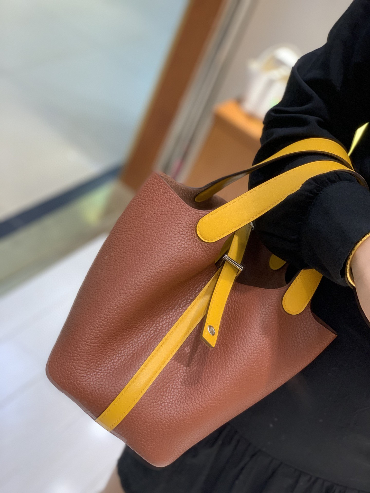 Hermès（爱马仕）Picotin 菜篮子 TCSF 古铜色太阳黄 18cm 银扣