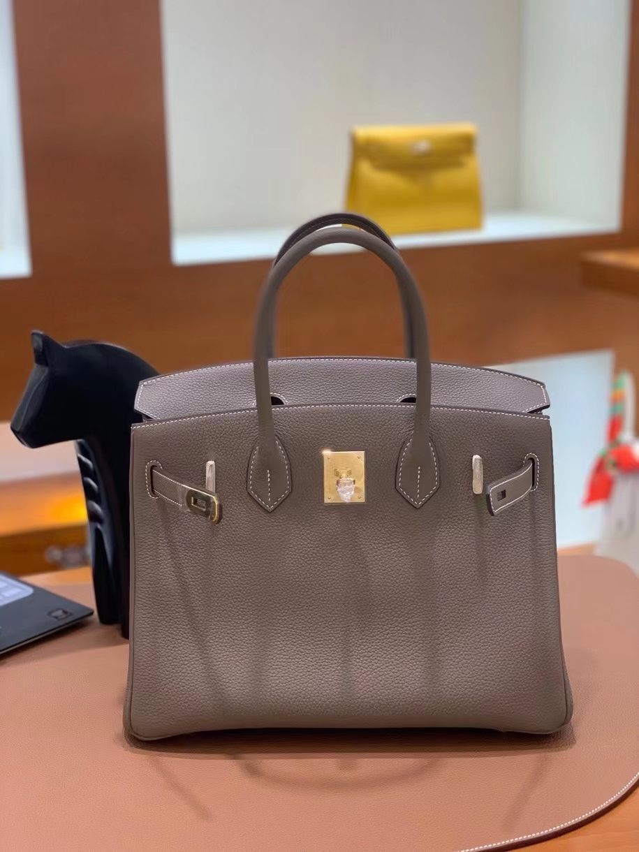 Hermès（爱马仕） Birkin 铂金包 togo 大象灰 金扣 30cm 现货