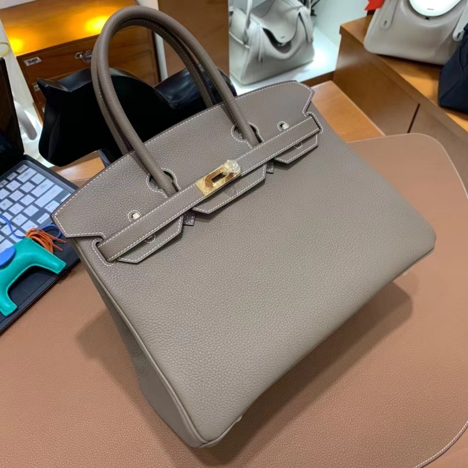 Hermès（爱马仕） Birkin 铂金包 togo 大象灰 金扣 30cm 现货