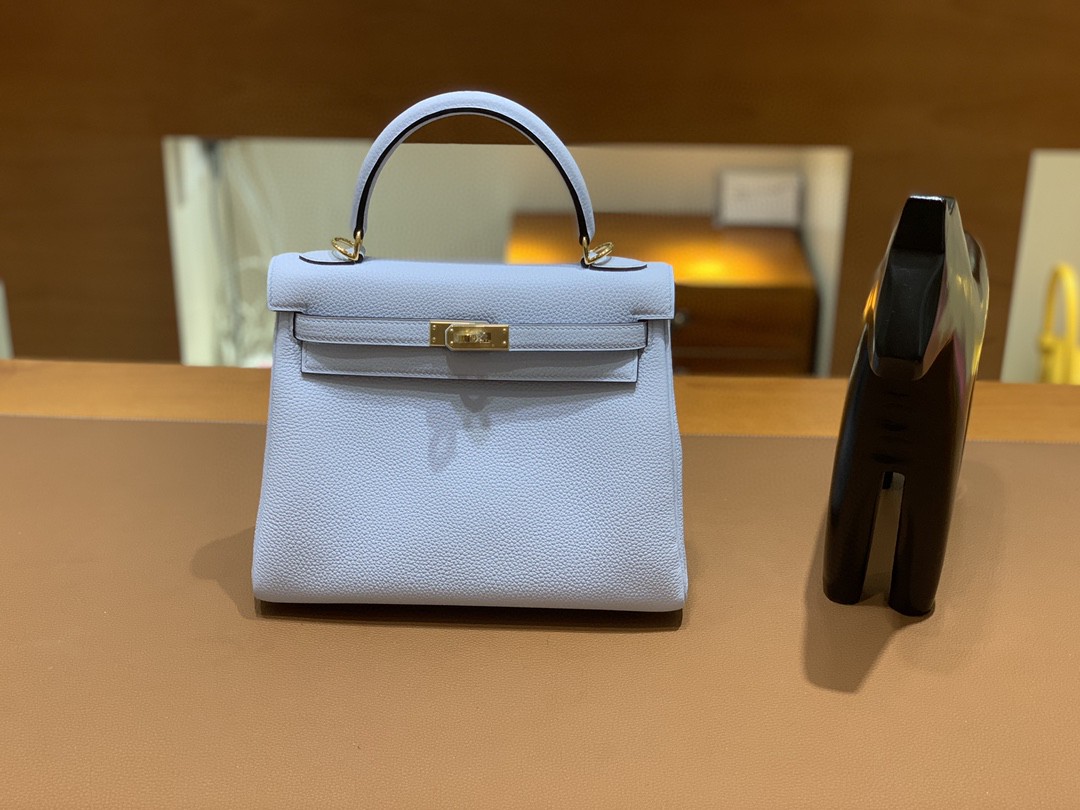 Hermès（爱马仕）Kelly 凯莉包 Togo T0 雾霾蓝 金扣 25cm
