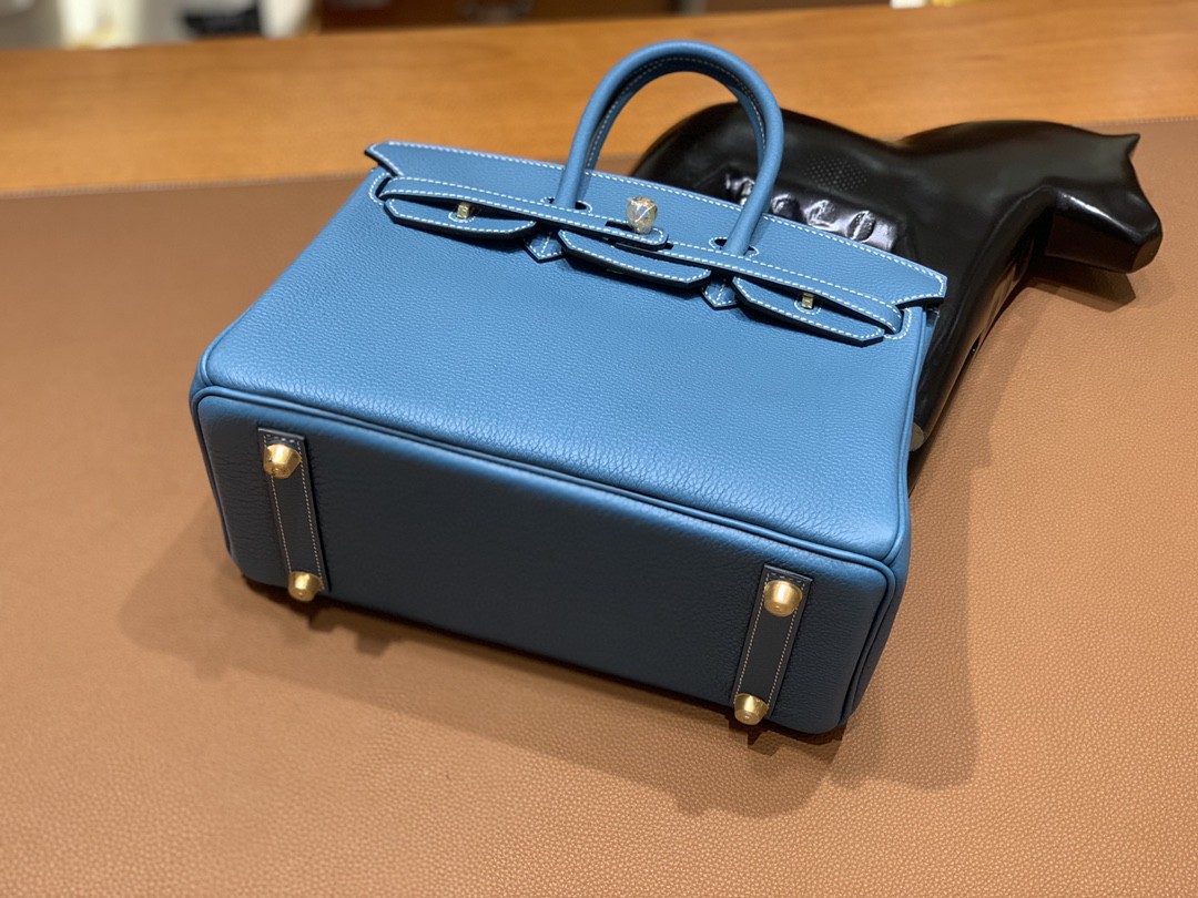 Hermès（爱马仕）Birkin 铂金包 Togo 牛仔蓝 金扣 25cm
