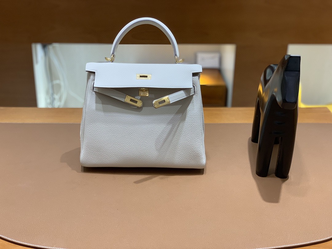 Hermès（爱马仕）Kelly 凯莉包 Togo CC10 奶昔白 金扣 25cm