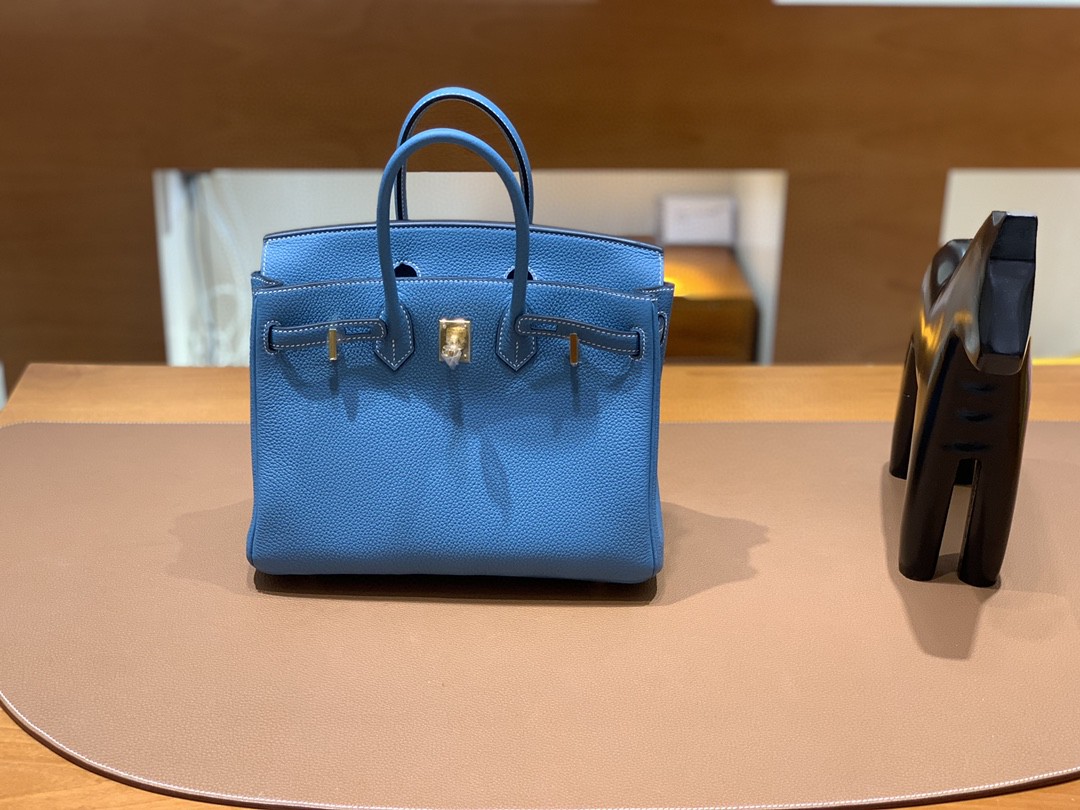 Hermès（爱马仕）Birkin 铂金包 Togo 牛仔蓝 金扣 25cm