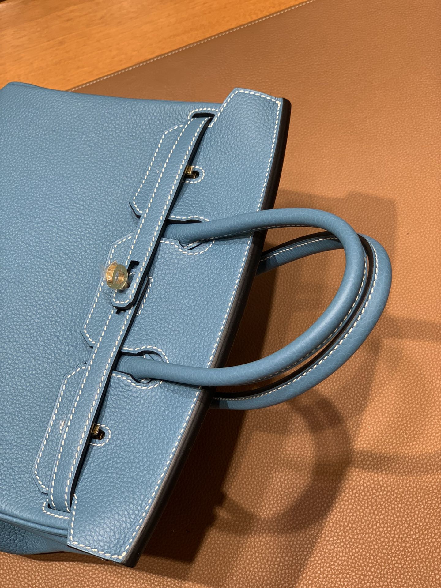 Hermès（爱马仕）Birkin 铂金包 Togo 牛仔蓝 金扣 25cm