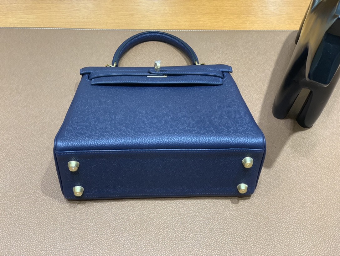 Hermès（爱马仕）Kelly 凯莉包 Togo 午夜蓝 金扣 25cm