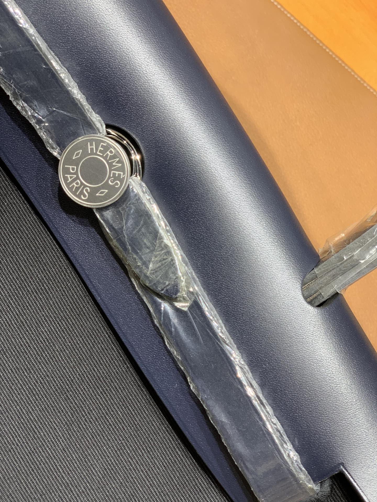 Hermès（爱马仕）Herbag Box 拼 帆布 午夜蓝拼黑色 银扣 31cm