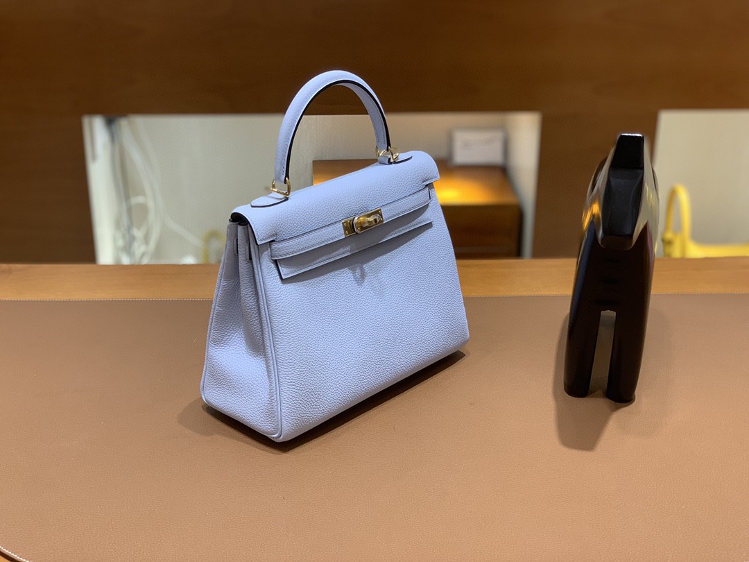 Hermès（爱马仕）Kelly 凯莉包 Togo T0 雾霾蓝 金扣 25cm