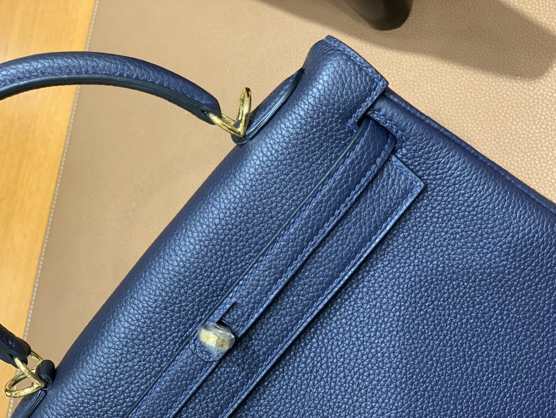 Hermès（爱马仕）Kelly 凯莉包 Togo 午夜蓝 金扣 25cm