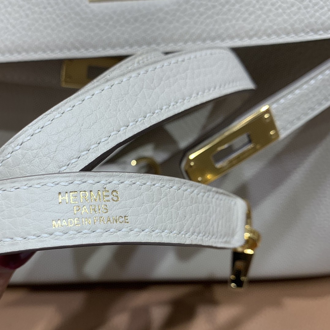 Hermès（爱马仕）Kelly 凯莉包 Togo CC10 奶昔白 金扣 25cm