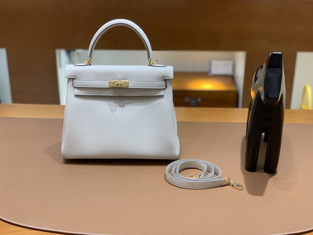 Hermès（爱马仕）Kelly 凯莉包 Togo CC10 奶昔白 金扣 25cm