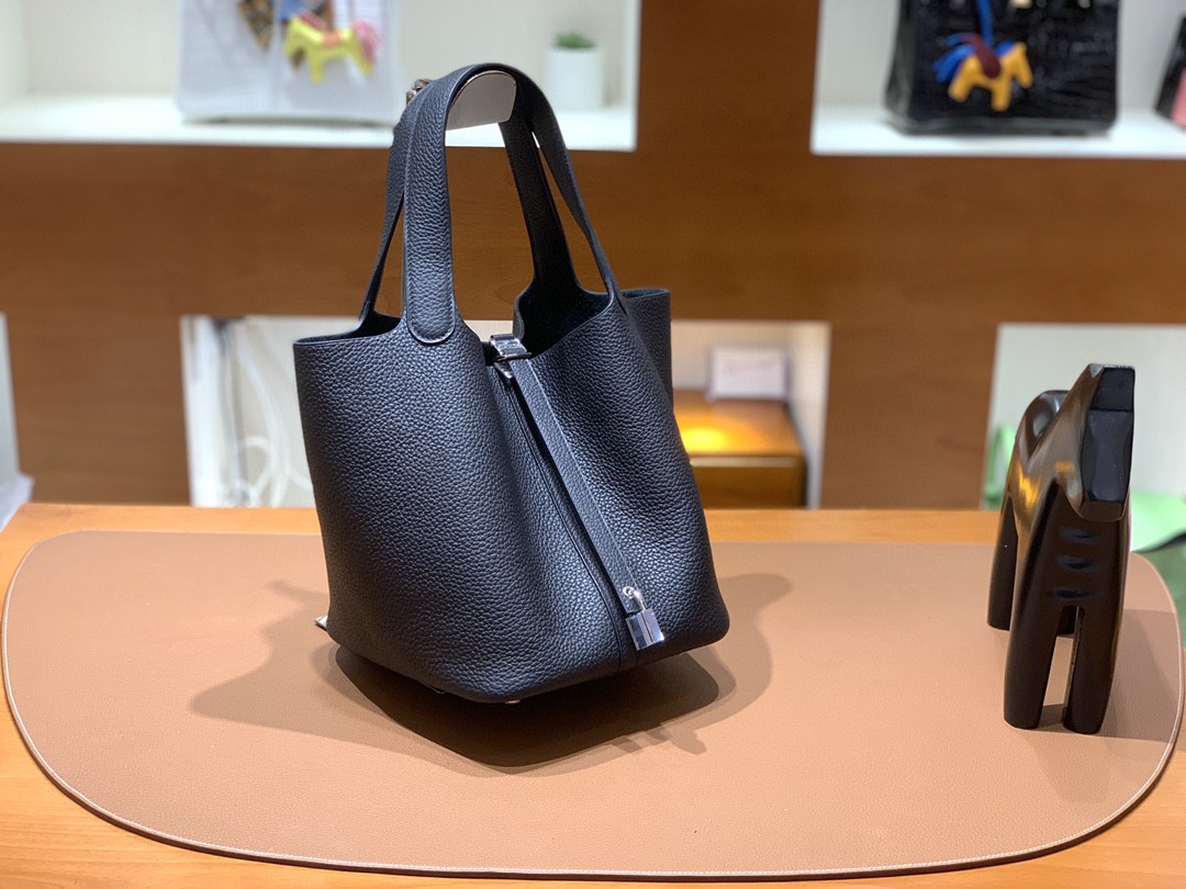 Hermès（爱马仕）Picotin 菜篮子 TC 黑色 银扣 22cm