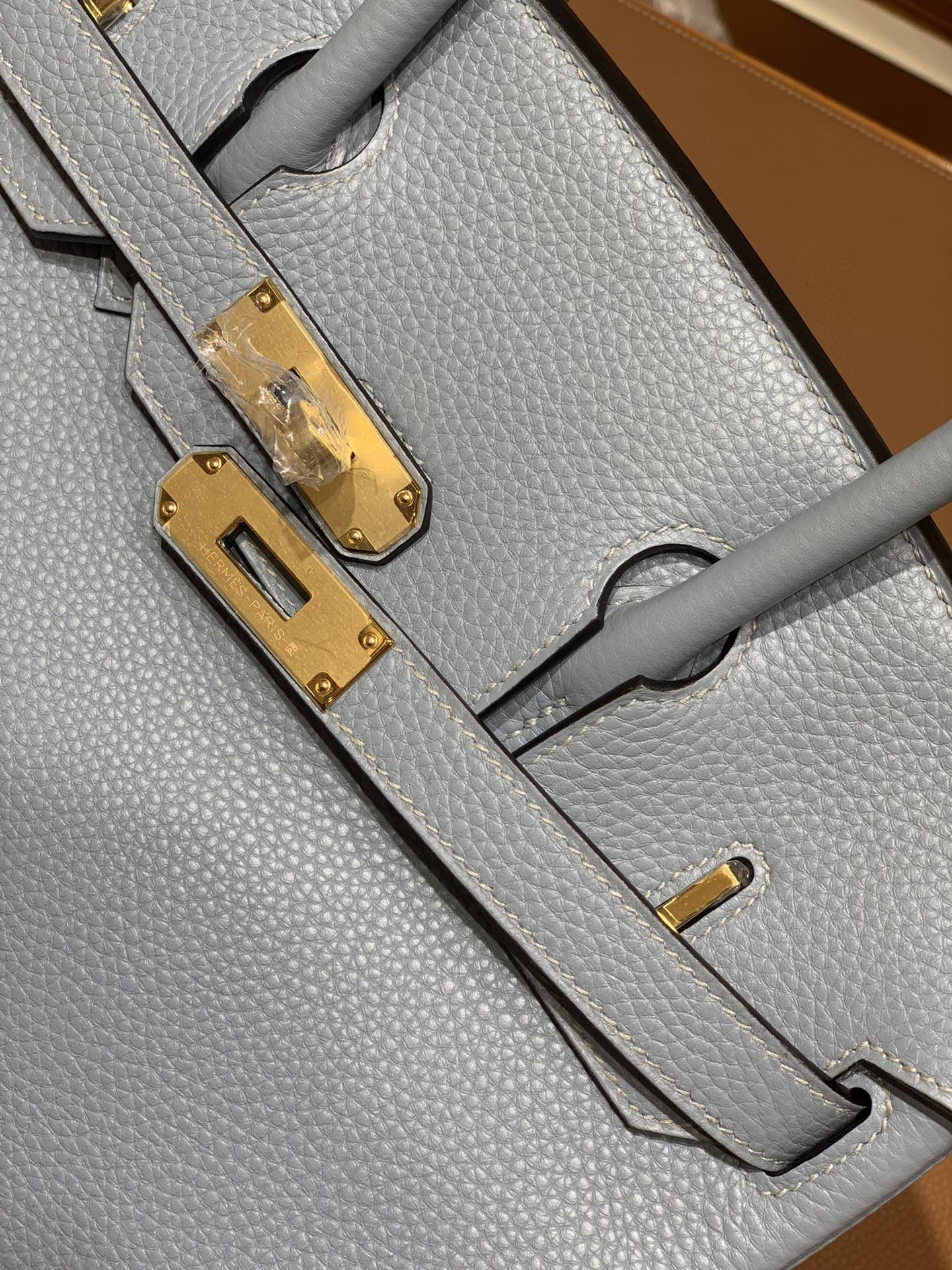Hermès（爱马仕）Birkin 铂金包 Togo 亚麻蓝 金扣 30cm