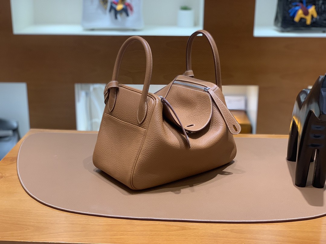 Hermès（爱马仕）Lindy 琳迪包 TC 金棕色 银扣 30cm