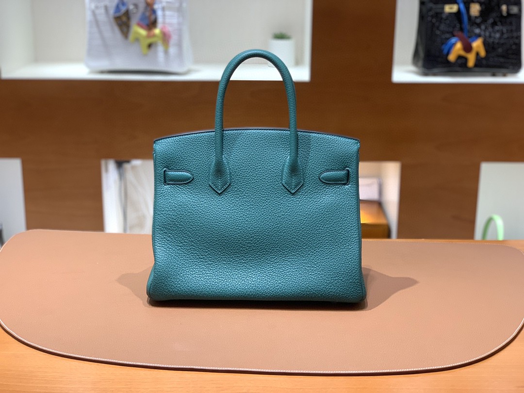 Hermès（爱马仕）Birkin 铂金包 Togo 孔雀绿 银扣 30cm