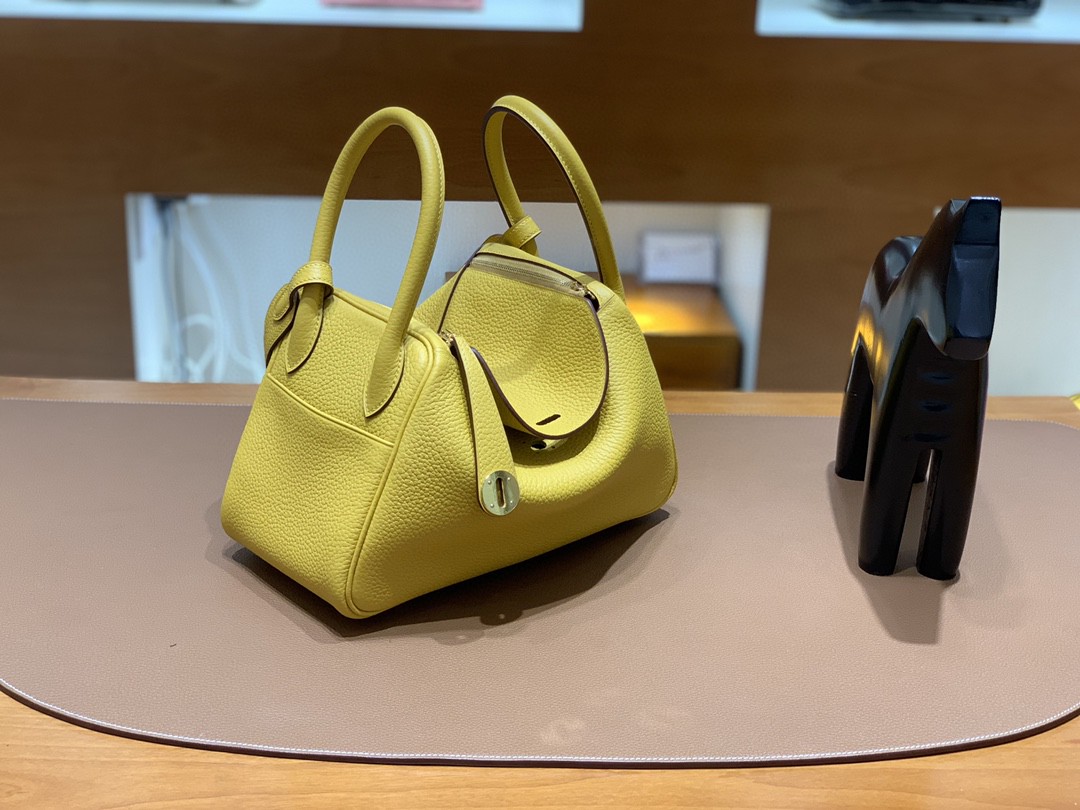 Hermès（爱马仕）Lindy 琳迪包 TC 琥珀黄 金扣 30cm